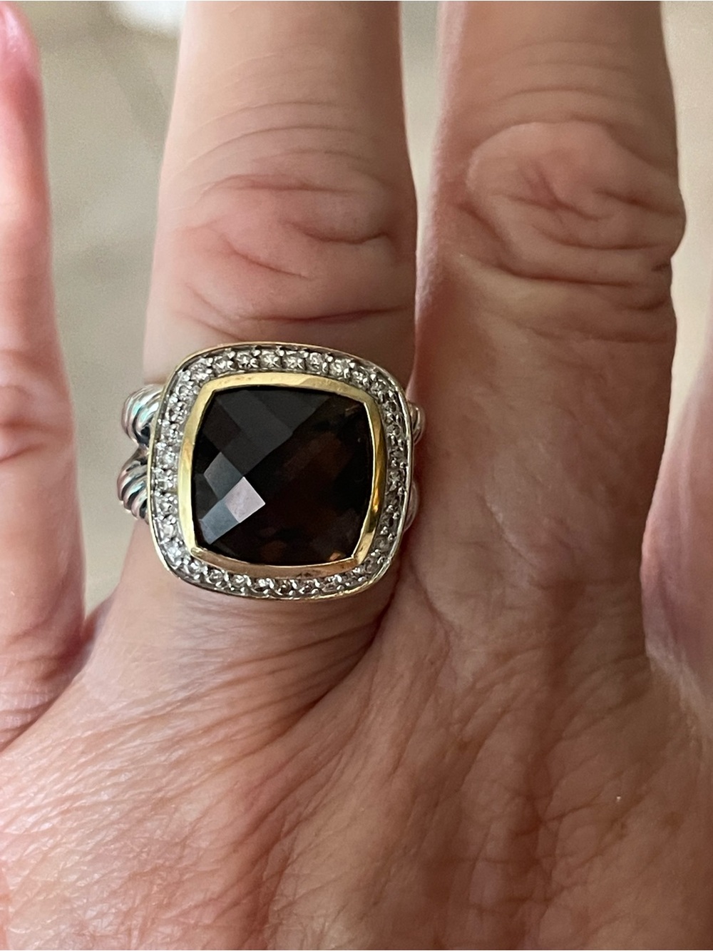 David Yurman Smoky Quartz Gold and Silver with Diamonds
